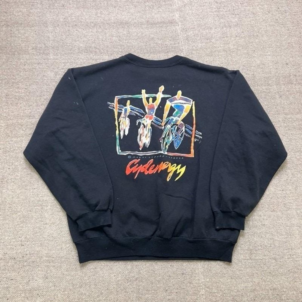 Vintage Cycling Sweatshirt Mens XL Black 1990s Canada Biking